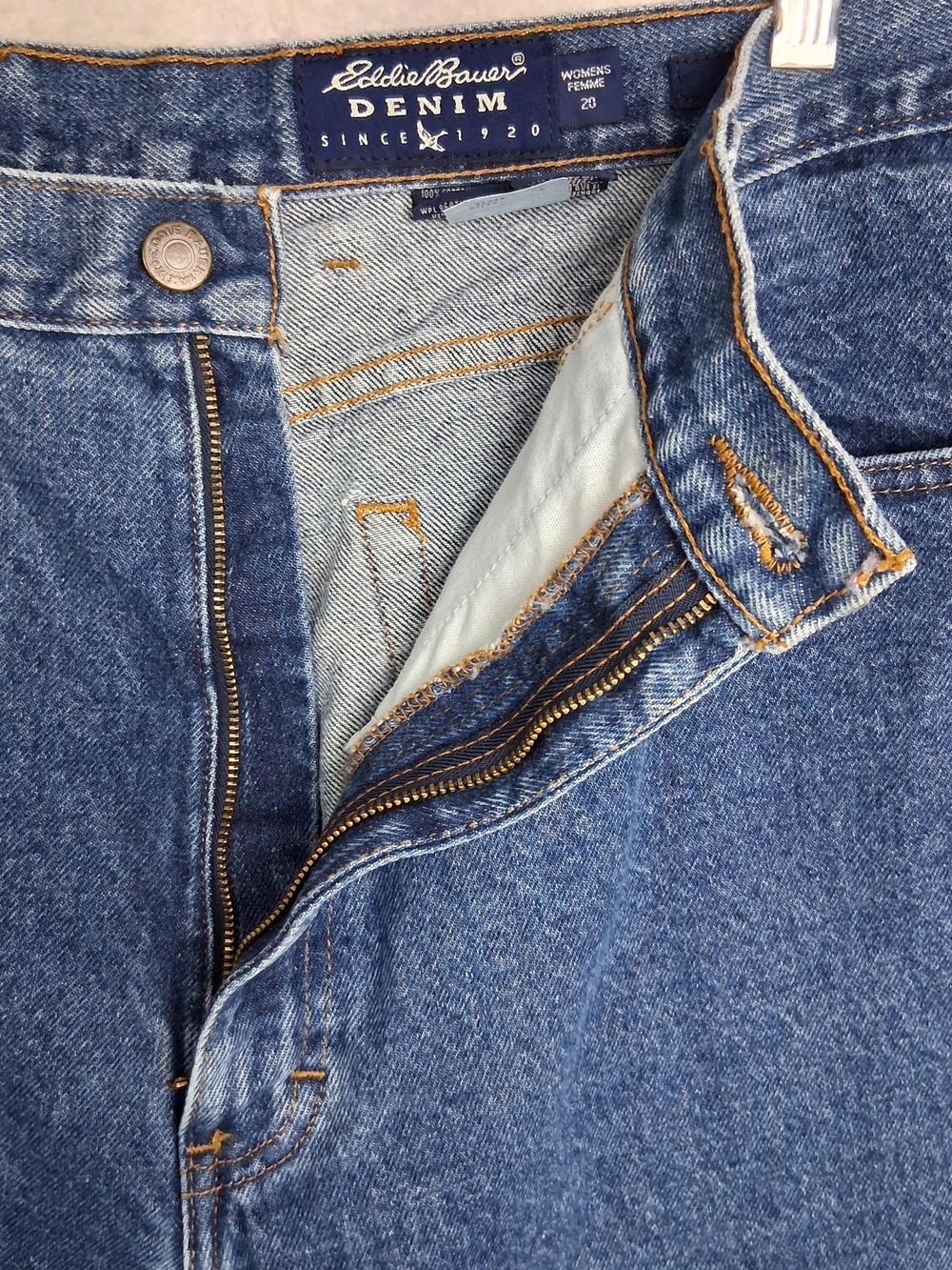90s Vintage Eddie Bauer Womens 20 NWT Blue Denim Jeans High Rise Loose Fit Mom - Picture 4 of 16